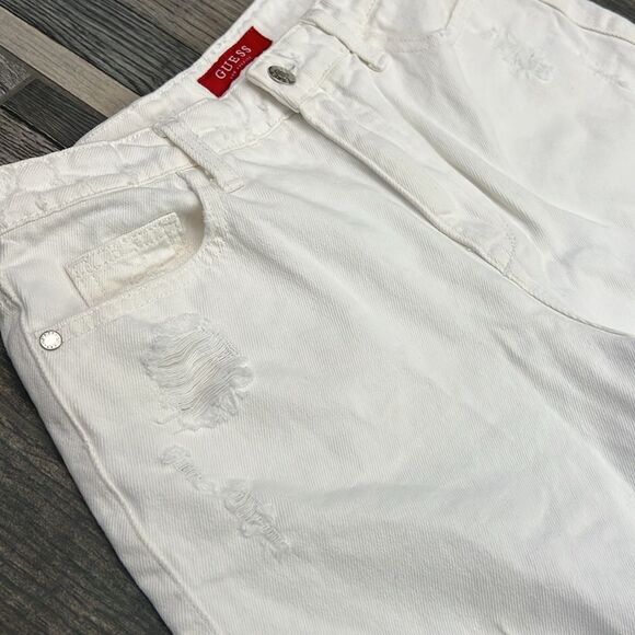 🔥 GUESS LOS ANGELES White Factory Cut-off Denim Jean Shorts Women Size 29 - EUC - Picture 7 of 11